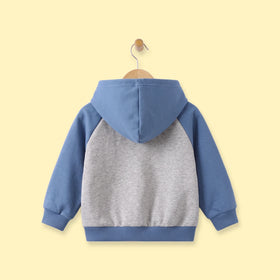 Boys Grey Colorblocked Zip-Up Hoodie Sweatshirts & Hoodies
