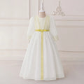 Girls White Embellished Maxi Dress With Puff Sleeves Casual Dresses White 3-4 Y