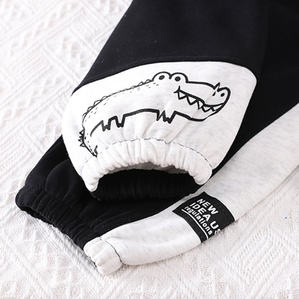 Boys White Dinosaur Printed Zipper Jacket with T-shirt & Joggers Set Sets