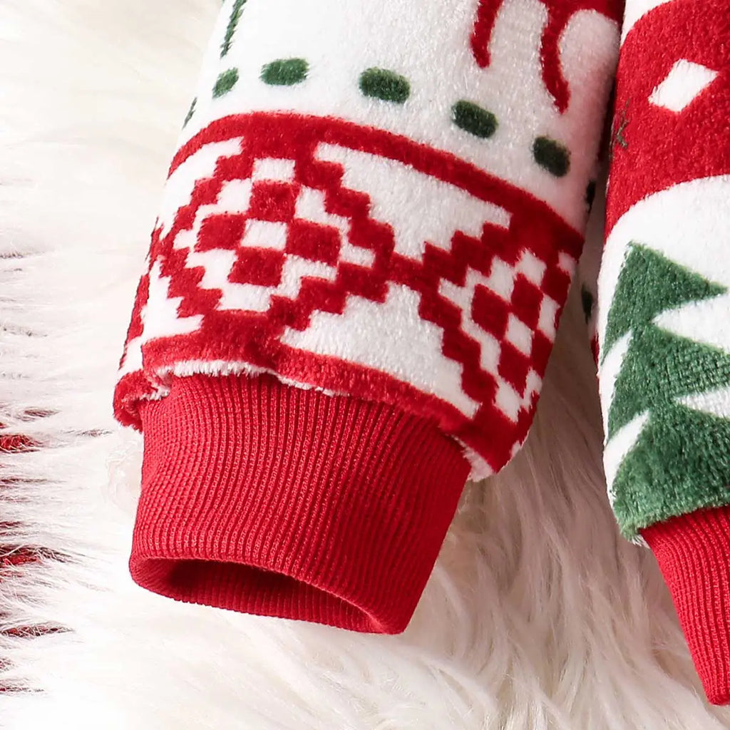 Girls White Self-Design Christmas Patterns Hooded Sweatshirt With Leggings Sets 2 pc. Sets