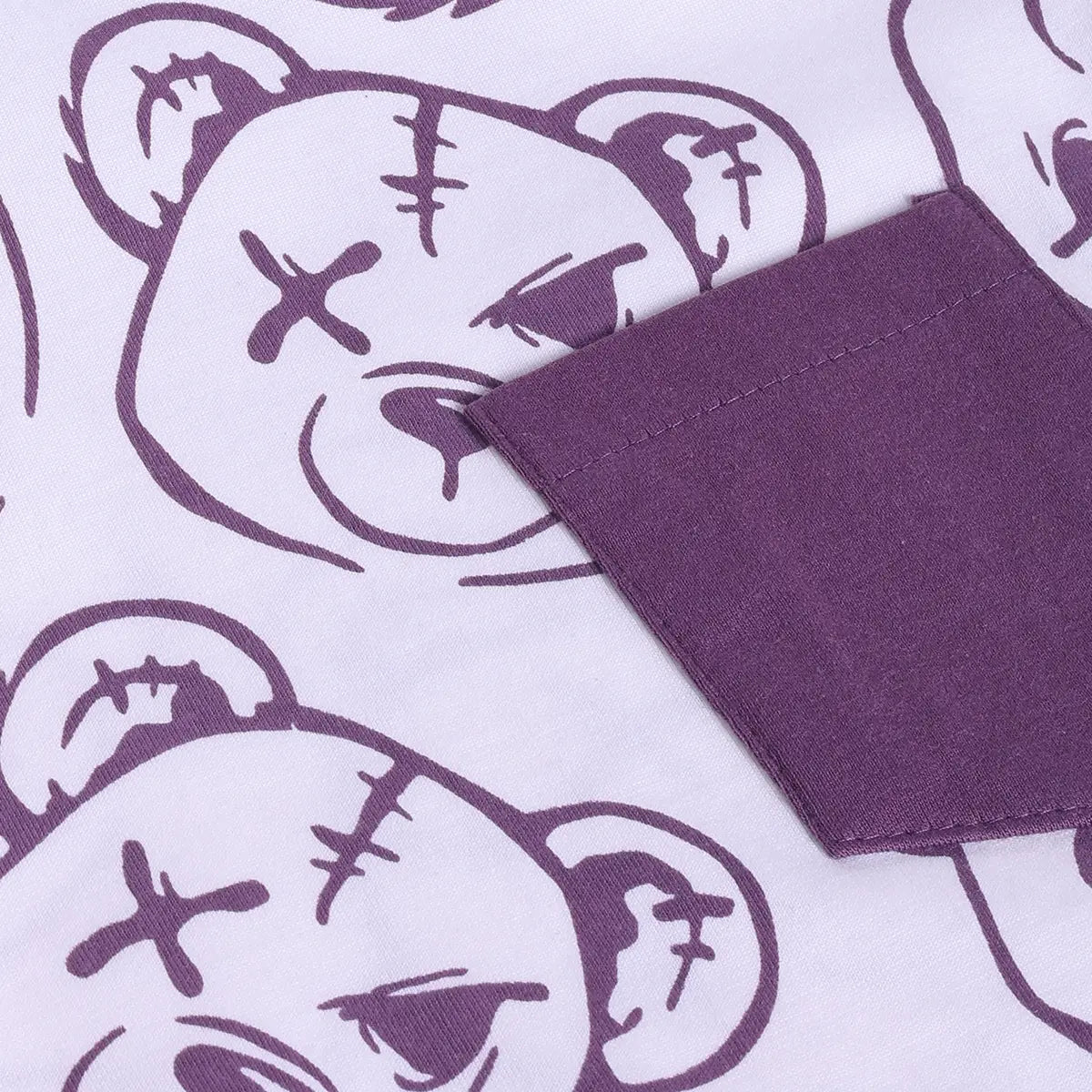 Boys Lavender Bear Print T-Shirt With Shorts Sets Sets