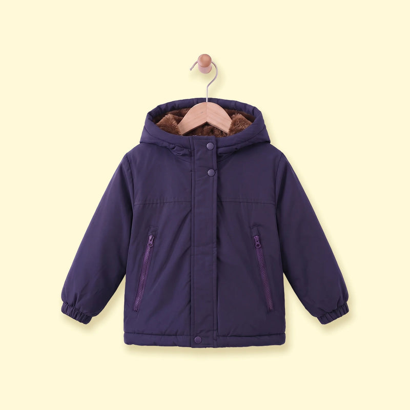 Girls Navy Blue Long Sleeve Hooded Zip-up Jacket Coats & Jackets Navy Blue 1-2 Y
