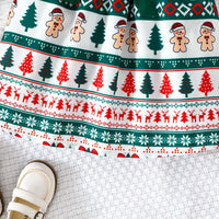Girls Multicolor Christmas Theme Printed Fit & Flare Dress With Shrug Casual Dresses