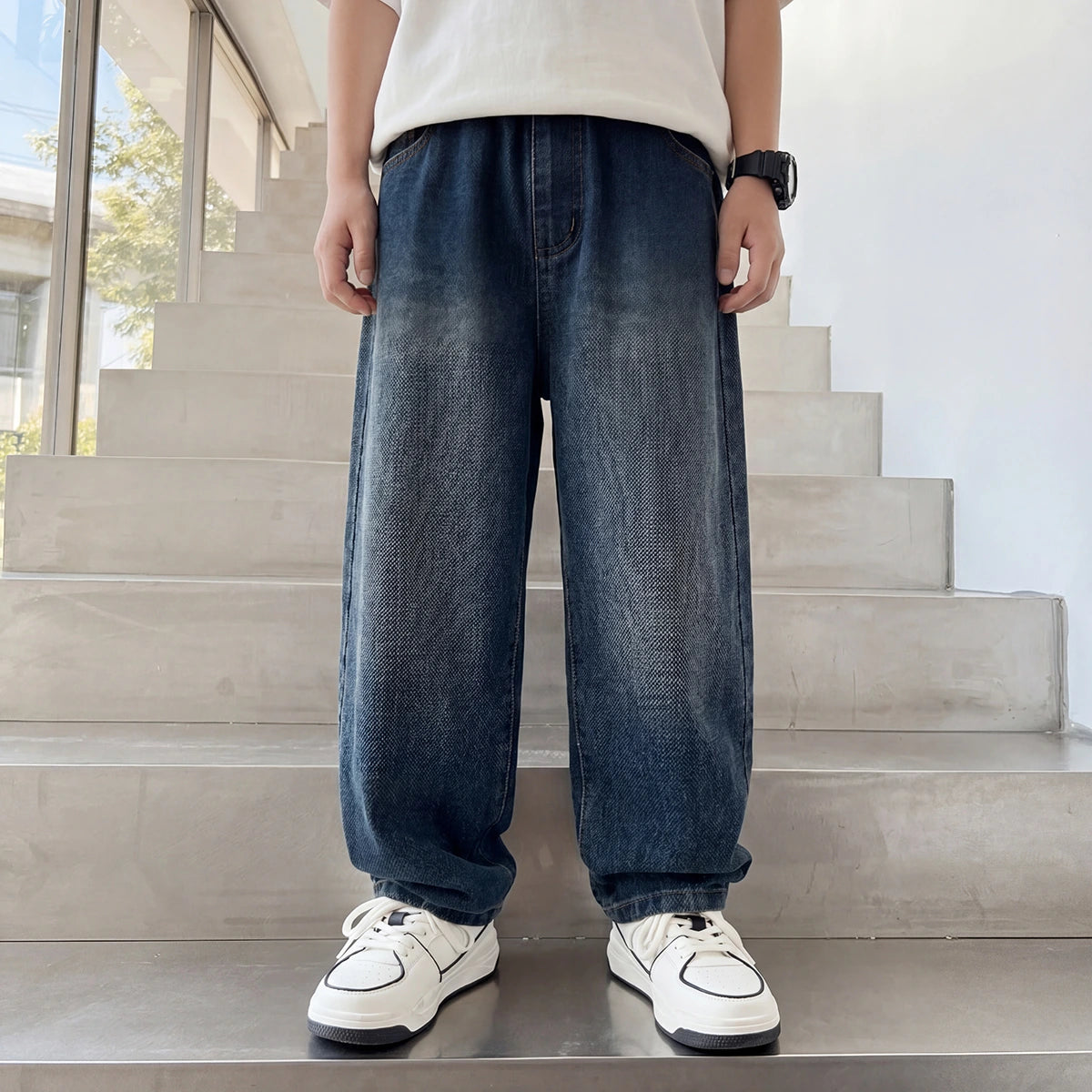 Boys Blue Baggy Fit Denim Jeans Pants Blue 3-4 Y
