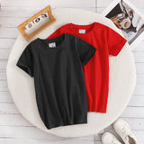 Boys Multicolor Solid Round Neck Short Sleeve Summer T-shirts- Pack of 2