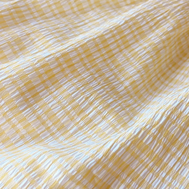 Girls Yellow Stripes Flower Appliqued Sleeveless Top With Shorts sets Sets