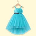 Girls Turquoise Blue Floral Applique Fit & Flare Party Dress Party Dresses Turquoise Blue 2-3 Y