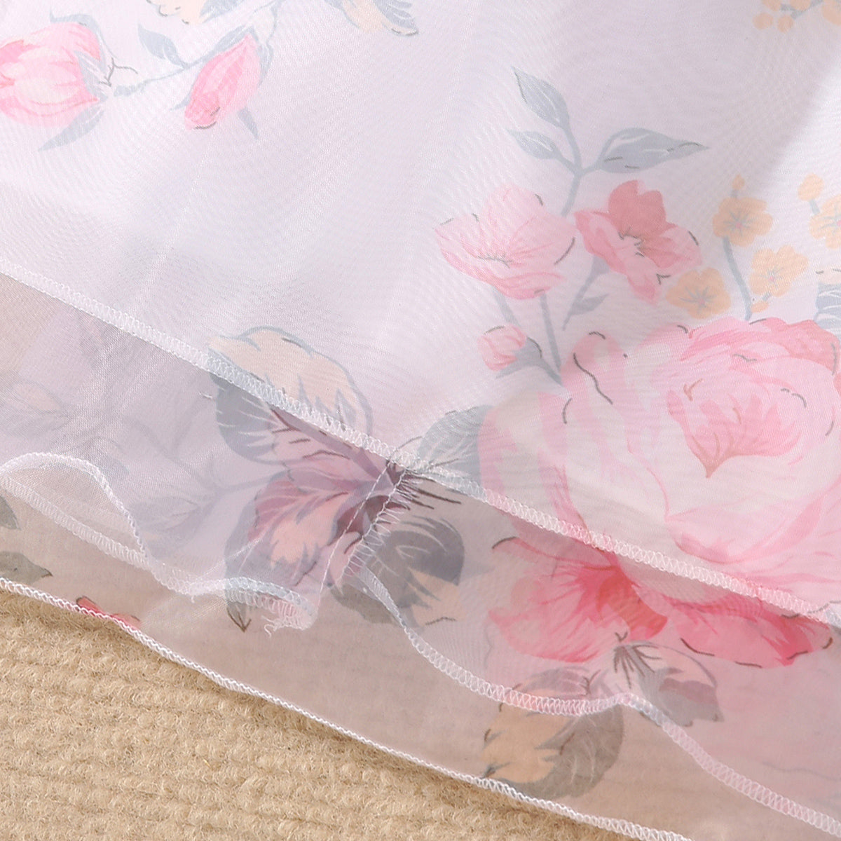 Girls Pink Floral Printed Semi-Casual Dress Casual Dresses