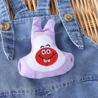 Boys Purple Striped Short Sleeves T-Shirt With Denim Dungaree Set 2 pc. Sets