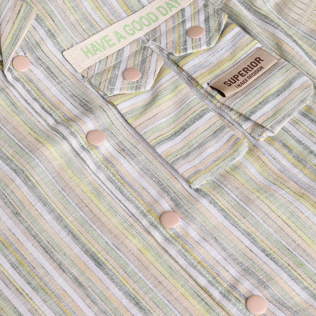 Boys Green Stripes Short Sleeve Shirt With Elasticated Shorts Sets 2 pc. Sets