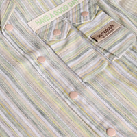 Boys Green Stripes Short Sleeve Shirt With Elasticated Shorts Sets 2 pc. Sets