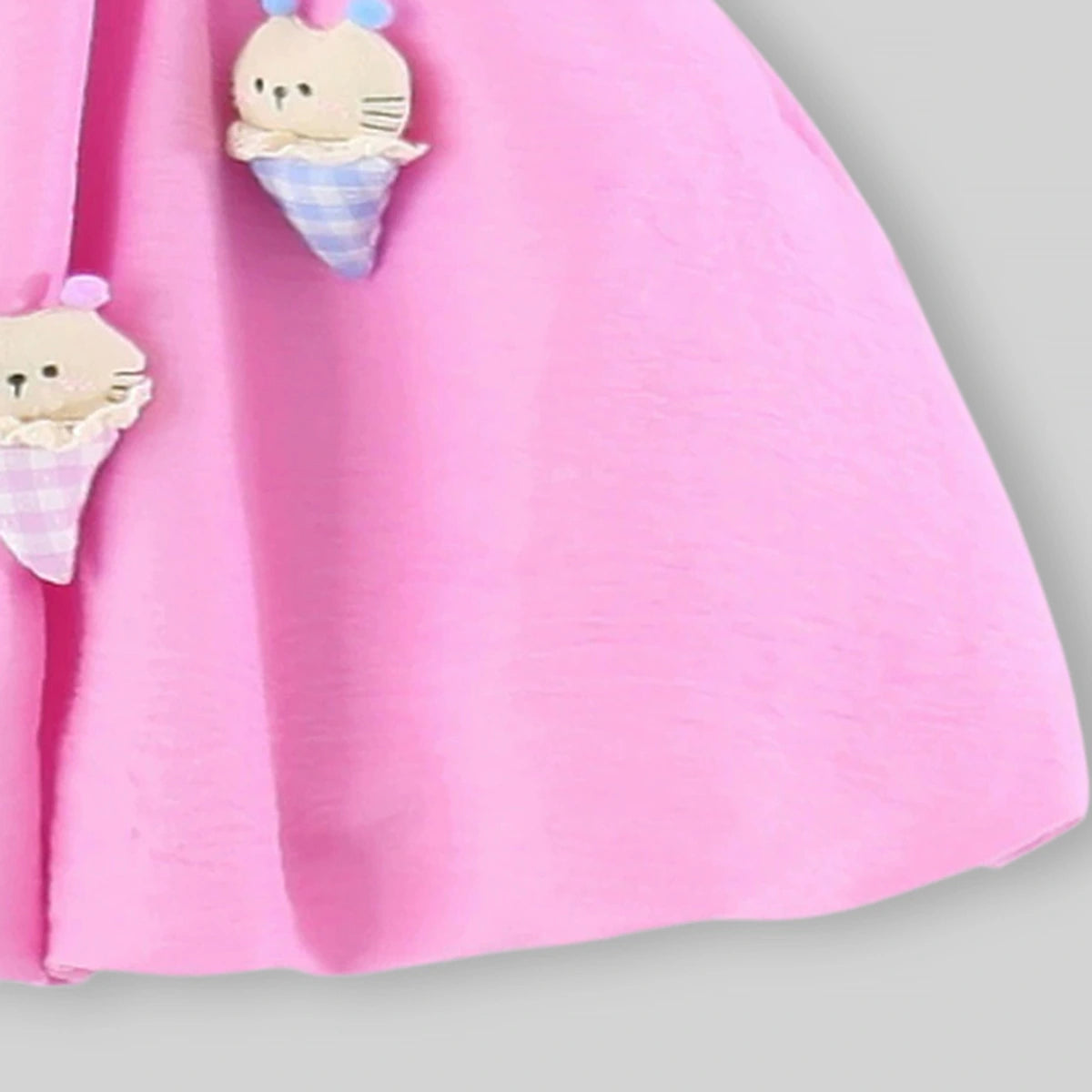 Girls Pink Ice Cream Applique A-Line Dress Casual Dresses
