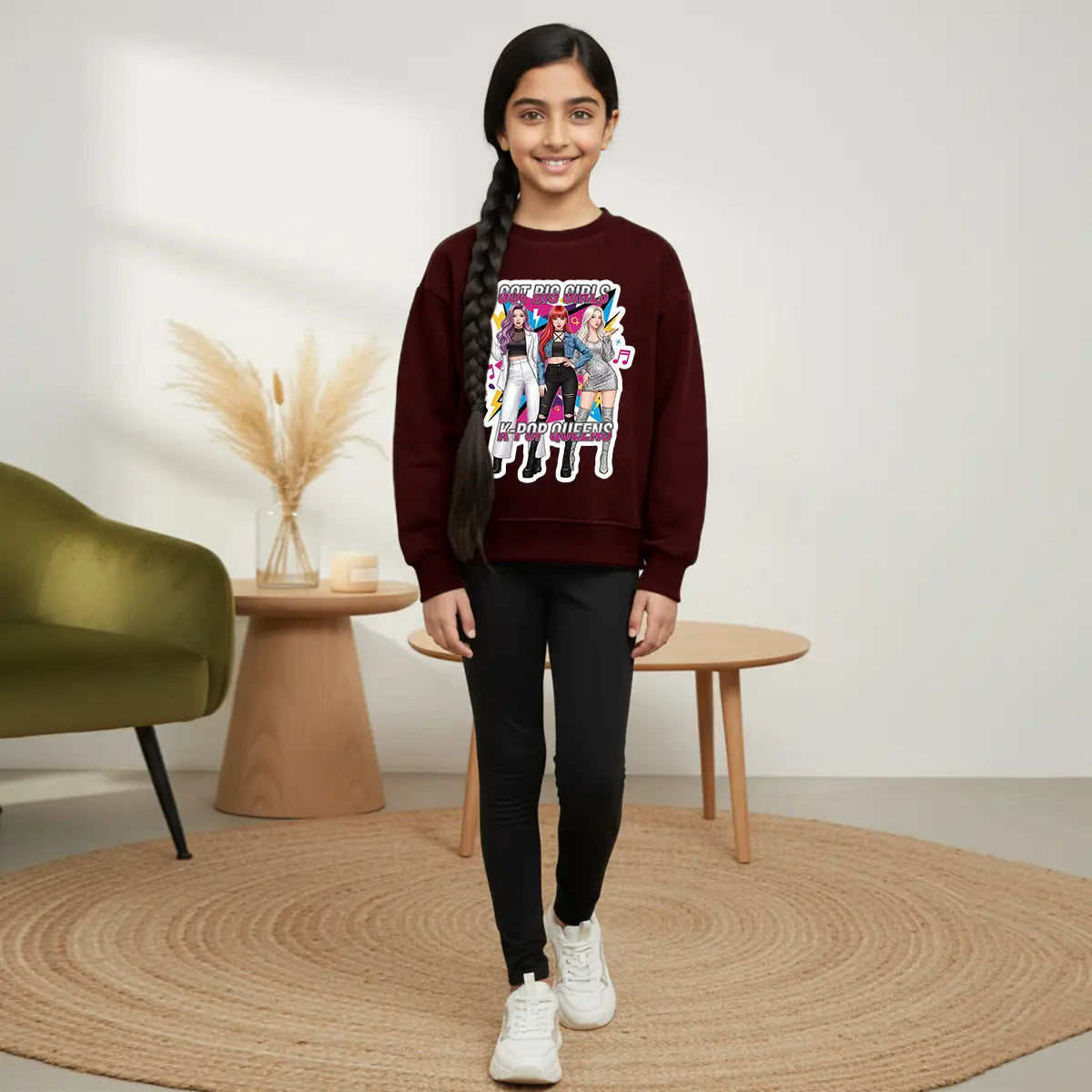 Girls Maroon K-Pop Queens Graphics Sweatshirt Sweatshirts & Hoodies Maroon 4-5 Y