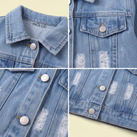 Girls Light Blue Long Sleeve Denim Jacket Coats & Jackets