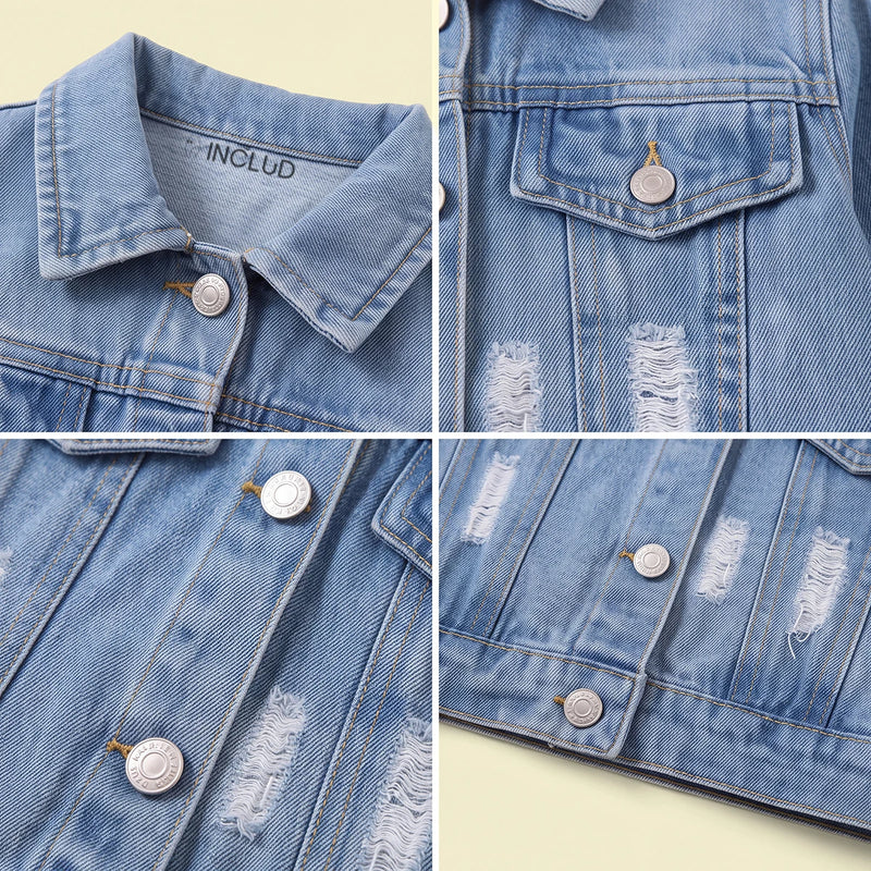 Girls Light Blue Long Sleeve Denim Jacket Coats & Jackets