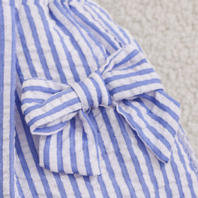 Girls White Flutter Sleeve Top With Striped Shorts Sets 2 pc. Sets