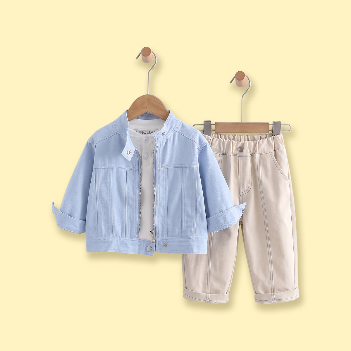 Boys Light Blue Zip-up Jacket & Pants With T-Shirt Sets Sets Light Blue 1-2 Y