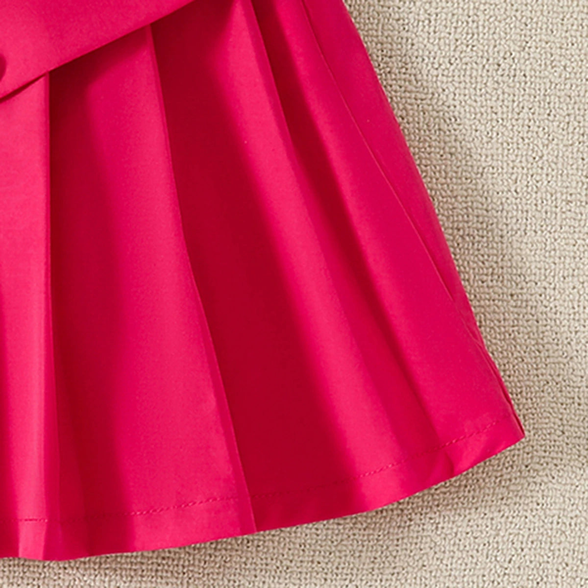 Girls Fuchsia Sleeveless Crop Top With Pleated Skirts Co-ord Sets Sets