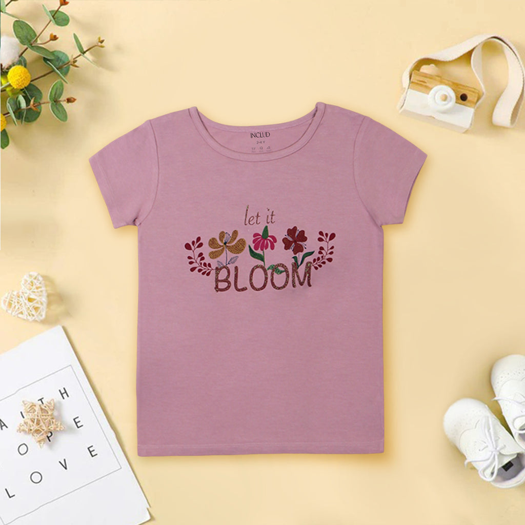 Girls Multicolor Graphics Summer T-shirts- Pack Of 3 Tshirts