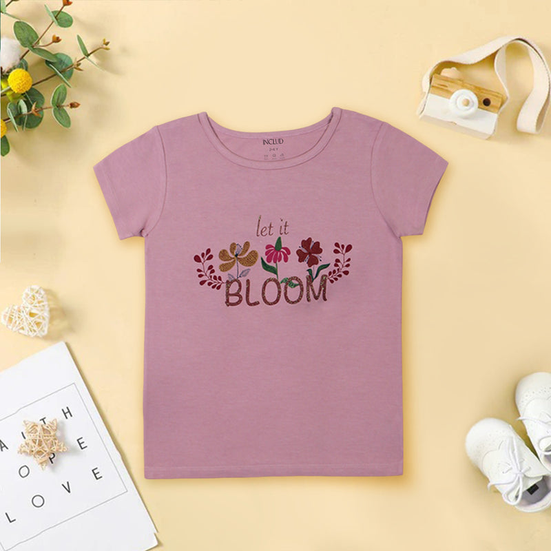 Girls Multicolor Graphics Summer T-shirts- Pack Of 3 Tshirts