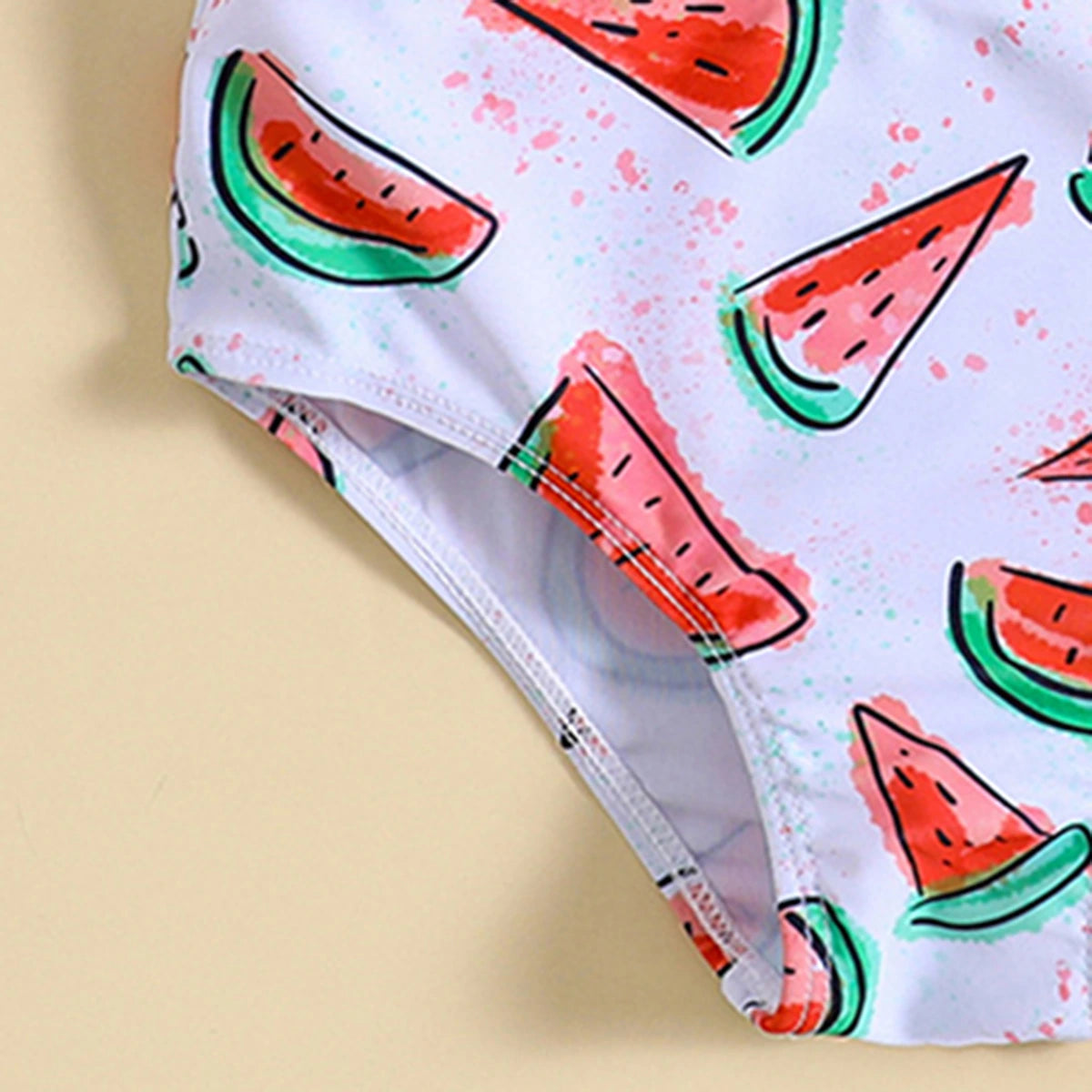 Girls White Watermelon Print Top With Briefs Swimwear Sets Sets