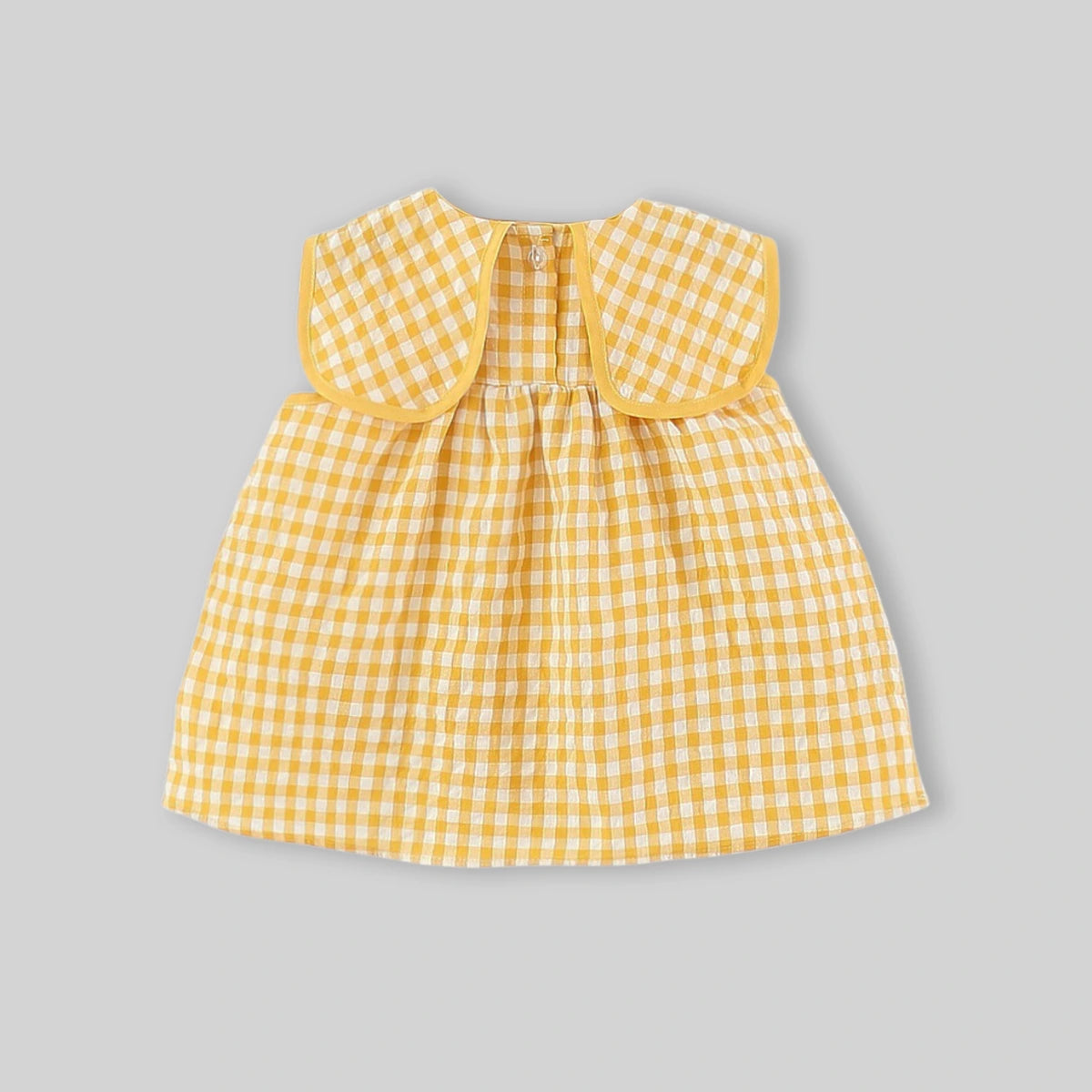 Girls Yellow Checked Duck Applique Fit & Flare Dress Casual Dresses