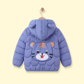 Boys Blue Bear Ear On Hood Quilted Zip-up Jacket Coats & Jackets