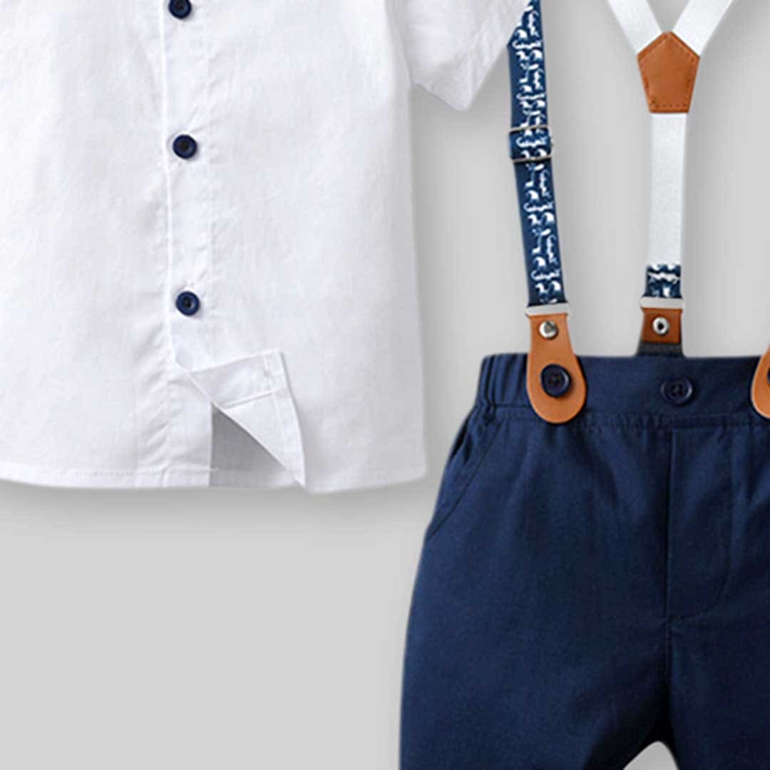 Boys Short Sleeve Shirt With Suspender Shorts Set 2 pc. Sets   