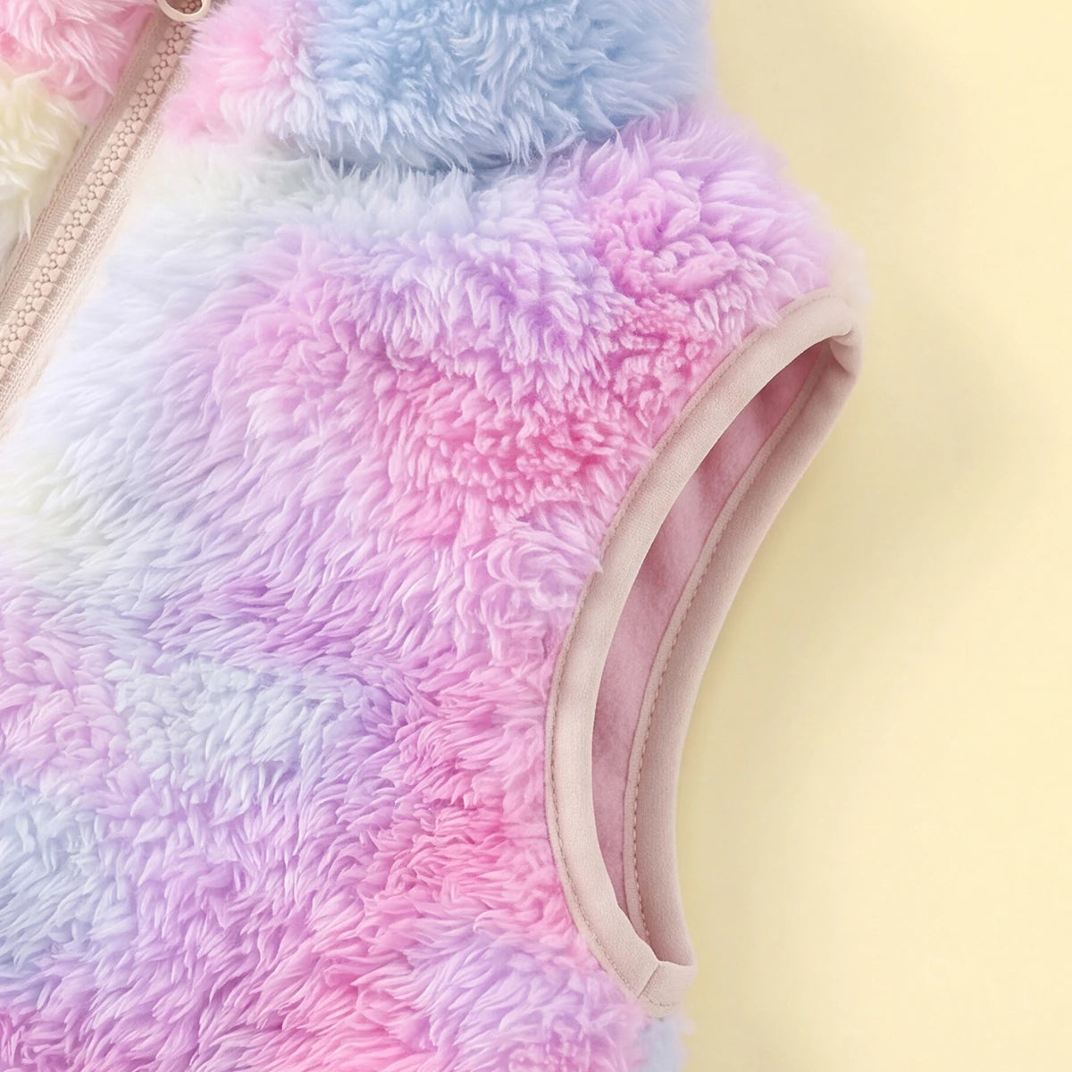 Girls Multicolor Tie-Dye Printed Fleece Front Zipper Sleeveless Winter Jacket Coats & Jackets