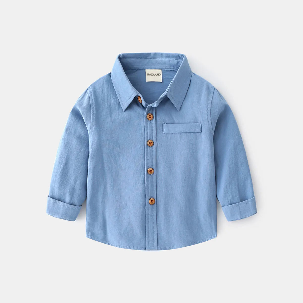 Boys Light Blue Long Sleeves Button-down Shirts Shirts
