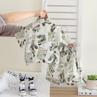 Boys Off White Graphic Printed Shirt With T-Shirt And Shorts Set 3 pc. Sets