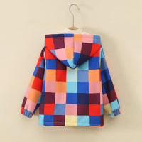 Boys Multicolor Checked Front Zipper Hooded Winter Jacket Coats & Jackets