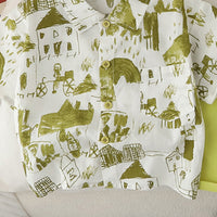Boys Abstract Printed Short Sleeves Shirt With Green Shorts Set 2 pc. Sets
