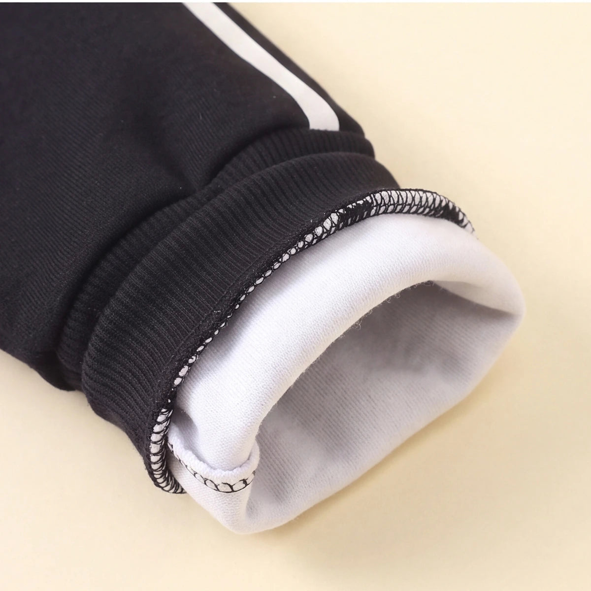 Boys Black Long-Sleeve Crewneck Sweatshirt & Elasticated Pants Sets With White Stripe 2 pc. Sets