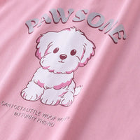 Girls Pink Animal Graphic Short Sleeve Top With Elasticated Shorts Sets Sets