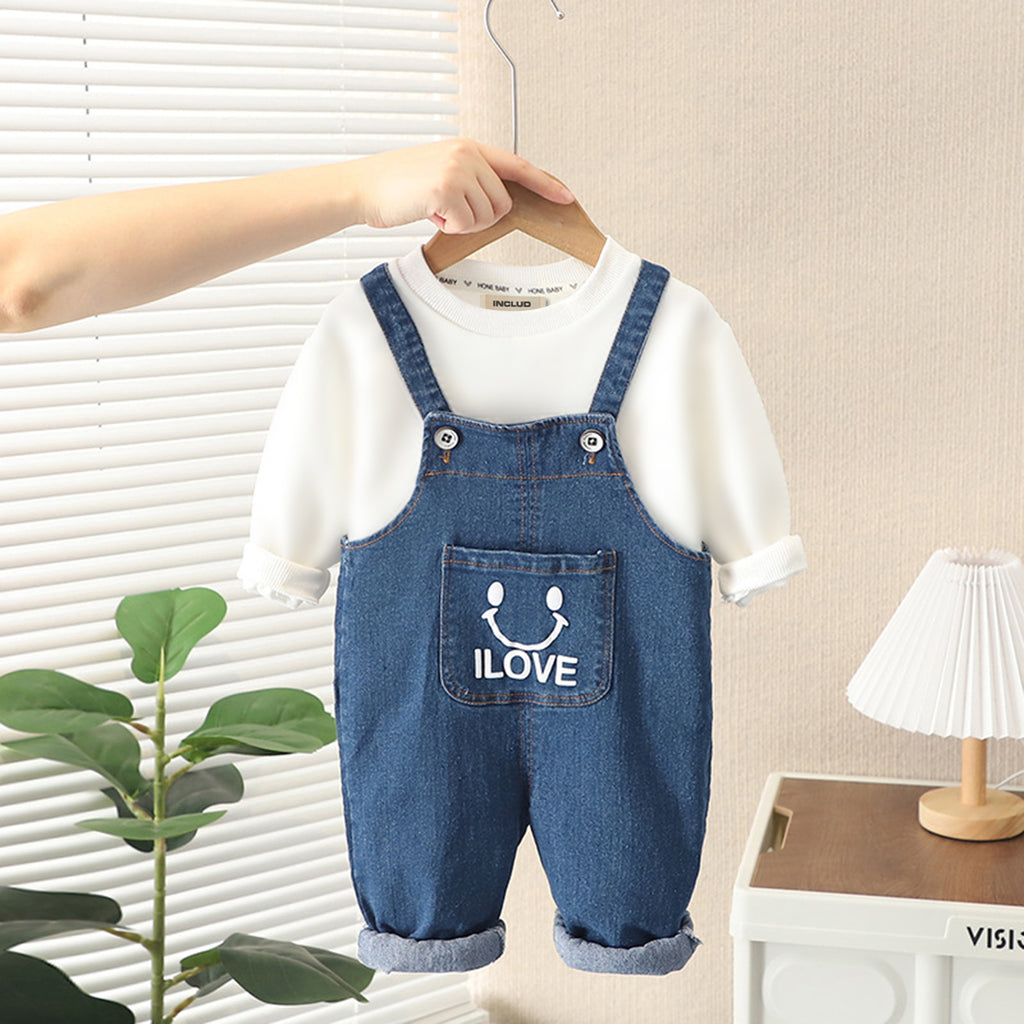 Boys Dungaree with Long Sleeves T-shirt Set