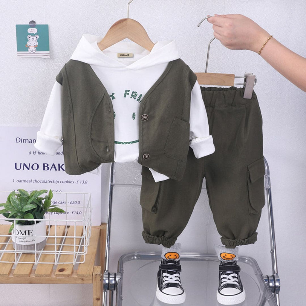 Boys Hooded Sweatshirt with Jogger Set Winterwear Sets Green 1-2 Y 