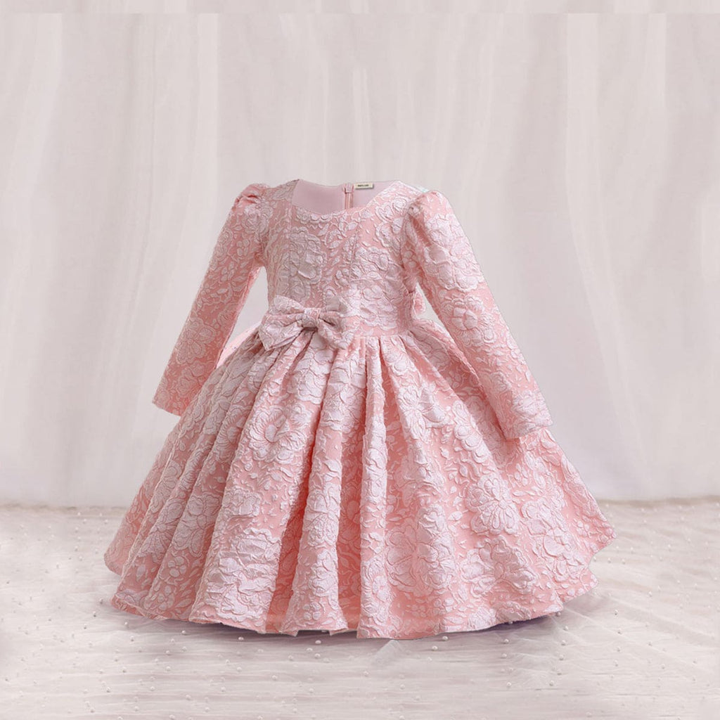 Girls Full Sleeves Textured Party Wear Dress Party Dresses Pink 1-2 Y 