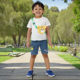 Boys Tiger 3D Patch Applique T-shirt & Denim Shorts Set