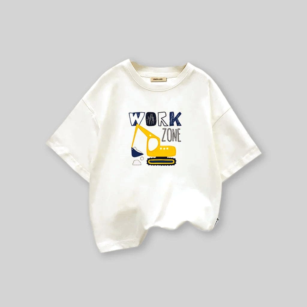 Boys Printed Oversized Short Sleeves T-Shirt Tshirts Off-White 1-2 Y 