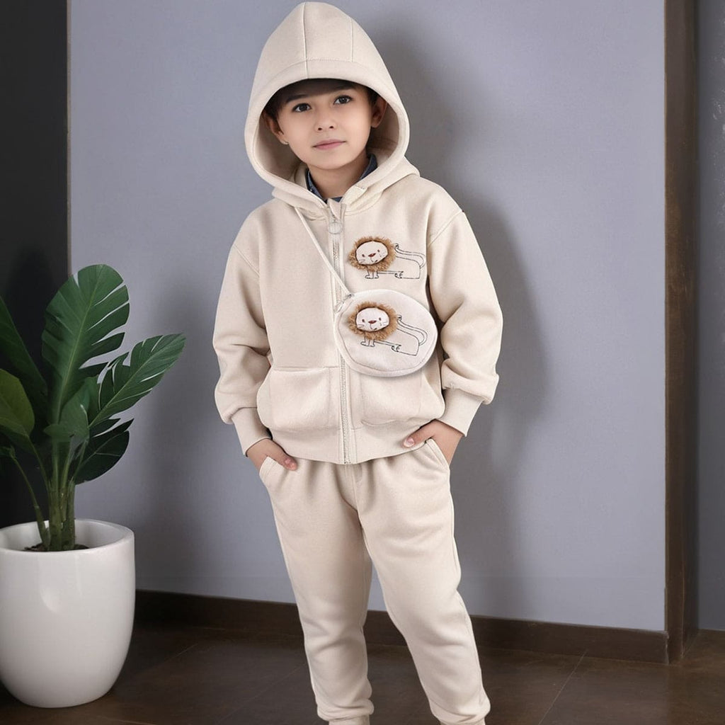 Boys Hooded Sweatshirt with Joggers Set with Sling Winterwear Sets