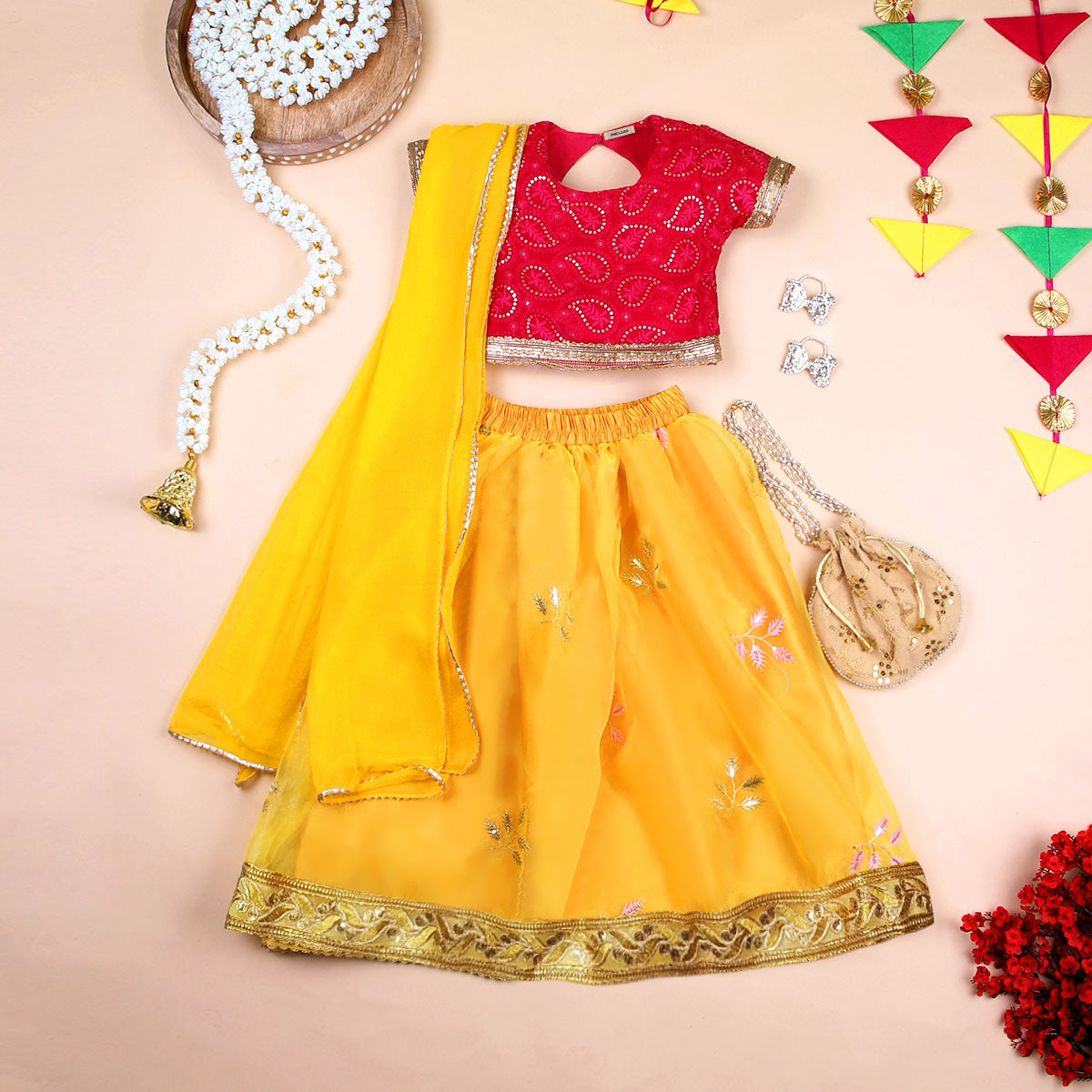 Girls Embroidered Lehenga Set Ethnic Gift Hamper Sets