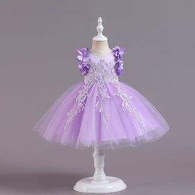 Girls Embroidered Fit & Flare Party Dress Party Dresses Purple 1-2 Y