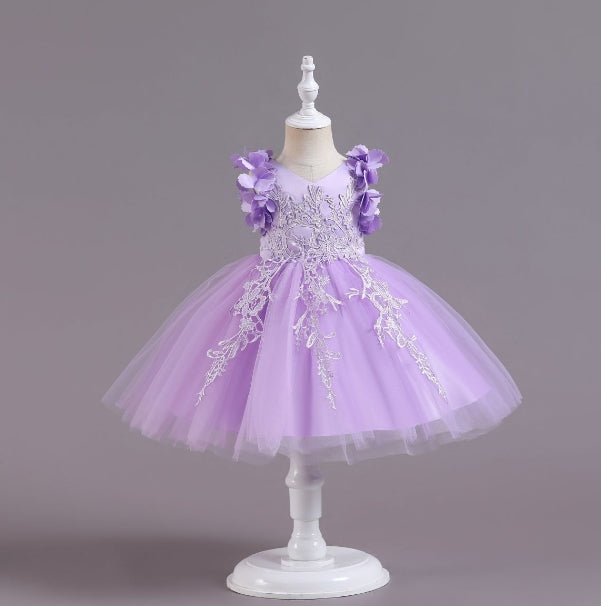 Girls Embroidered Fit & Flare Party Dress Party Dresses Purple 1-2 Y