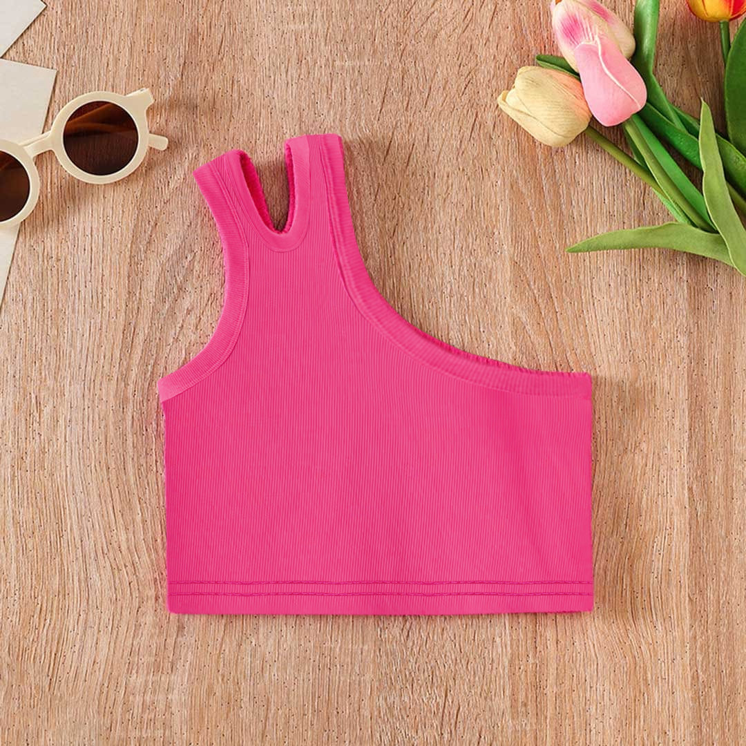 Girls One-Shoulder Crop Top Tops Red 1-2 Y