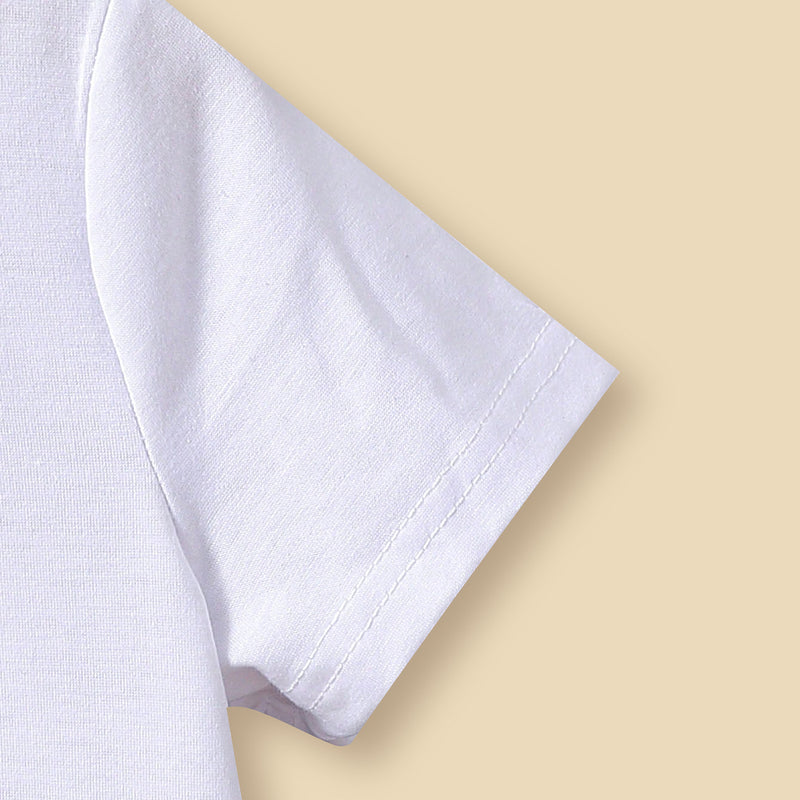 Boys White Typographic Printed Regular Short Sleeves T-Shirts Tshirts