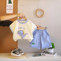 Boys Blue Dinosaur Printed T-Shirt With Shorts Sets Sets Blue 1-2 Y