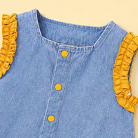 Girls Blue Sleeveless Denim Top With Shorts Sets 2 pc. Sets