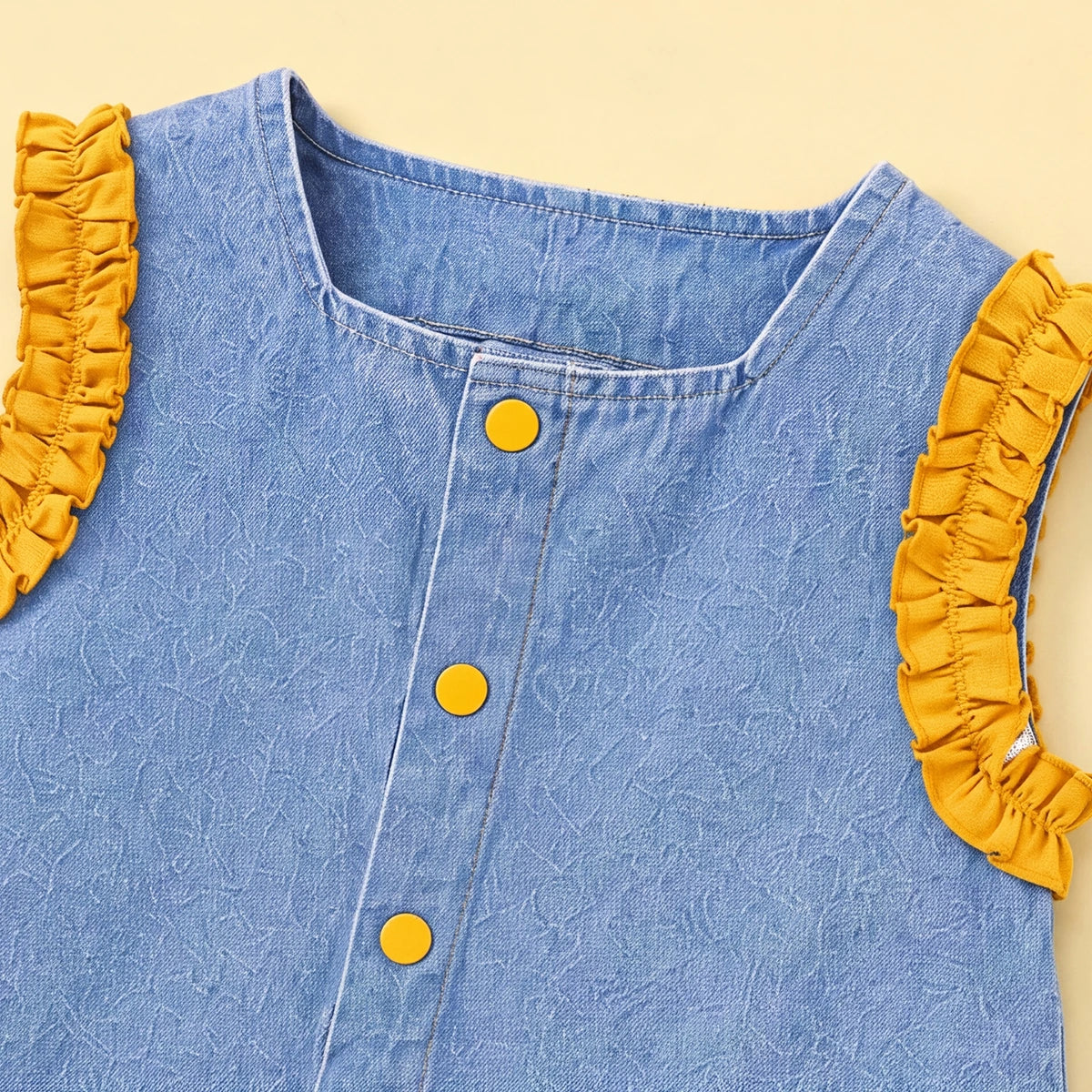Girls Blue Sleeveless Denim Top With Shorts Sets 2 pc. Sets