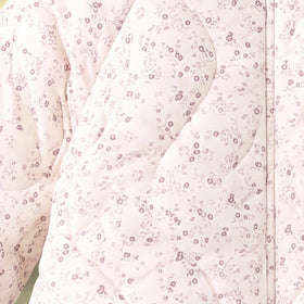 Girls Purple Floral Print Long Sleeve Quilted Jacket Coats & Jackets